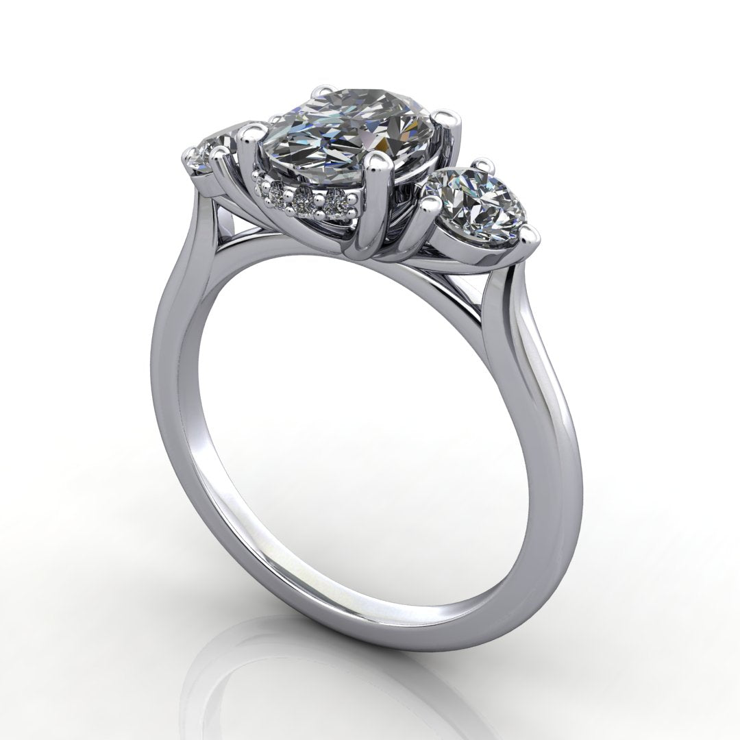 Camilla Three-Stone Hidden Halo Engagement Ring (Setting Only)