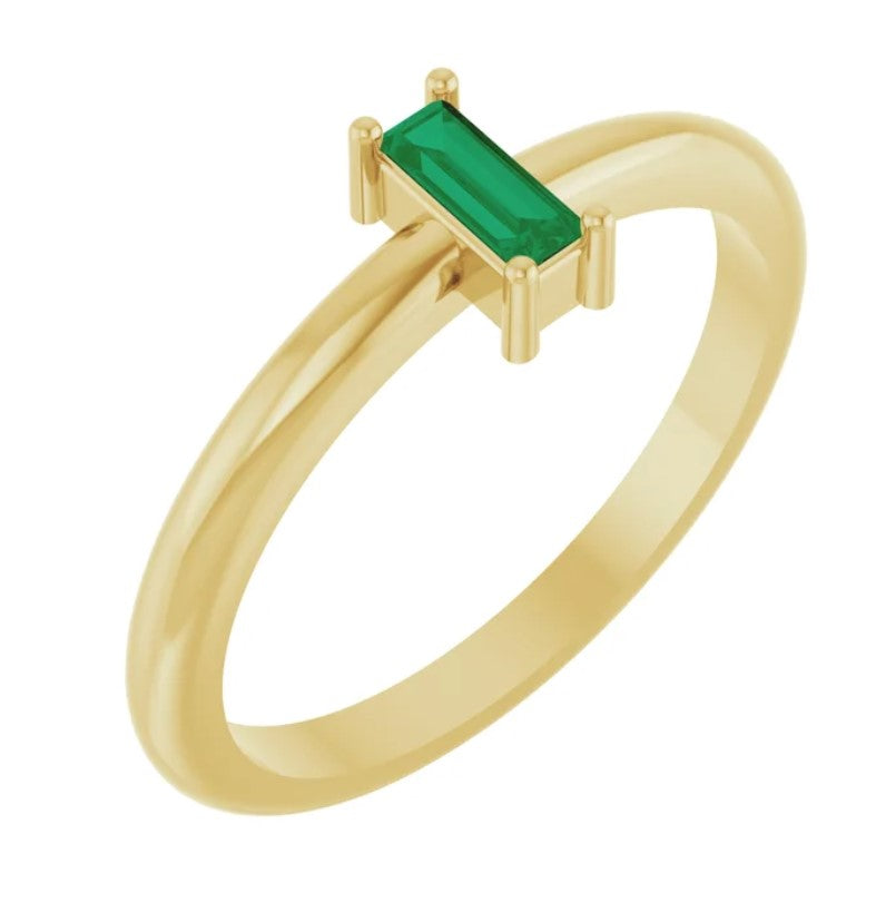 14k Gold Baguette Stackable Ring