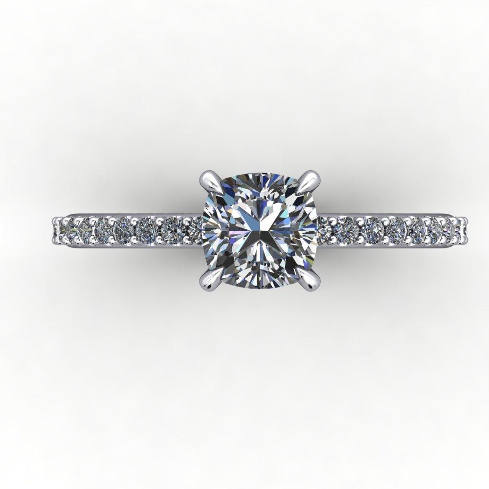 solitaire engagement ring with side stones and diamond collar 