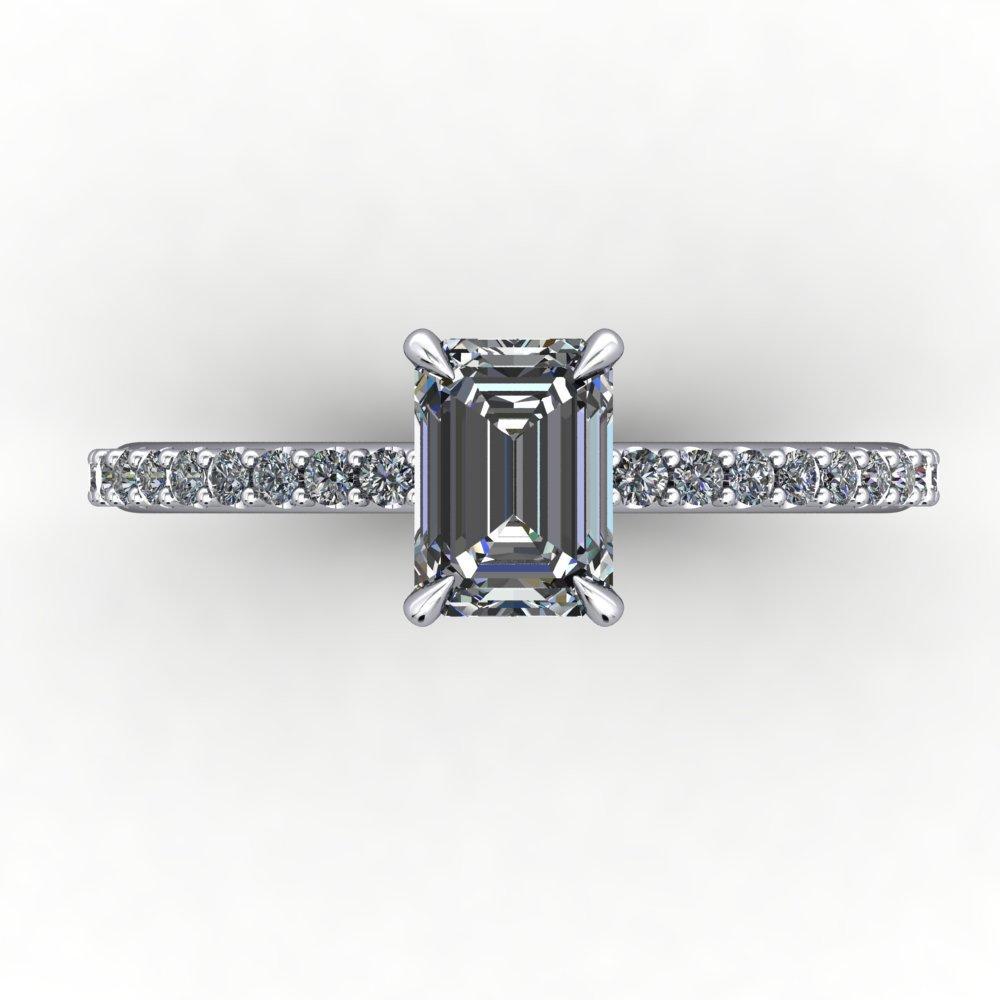 solitaire engagement ring with side stones and diamond collar 