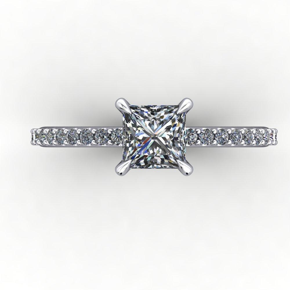 solitaire engagement ring with side stones and diamond collar 