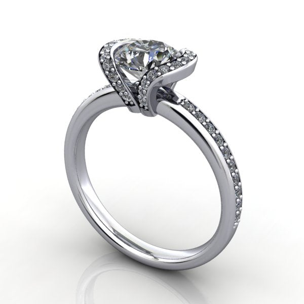 Half bezel halo engagement ring