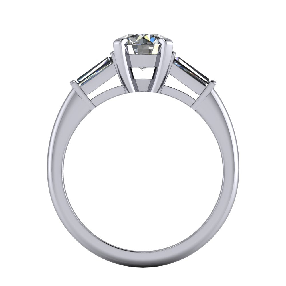 Sage Three-Stone Tapered Baguette Engagement Ring (Setting Only)