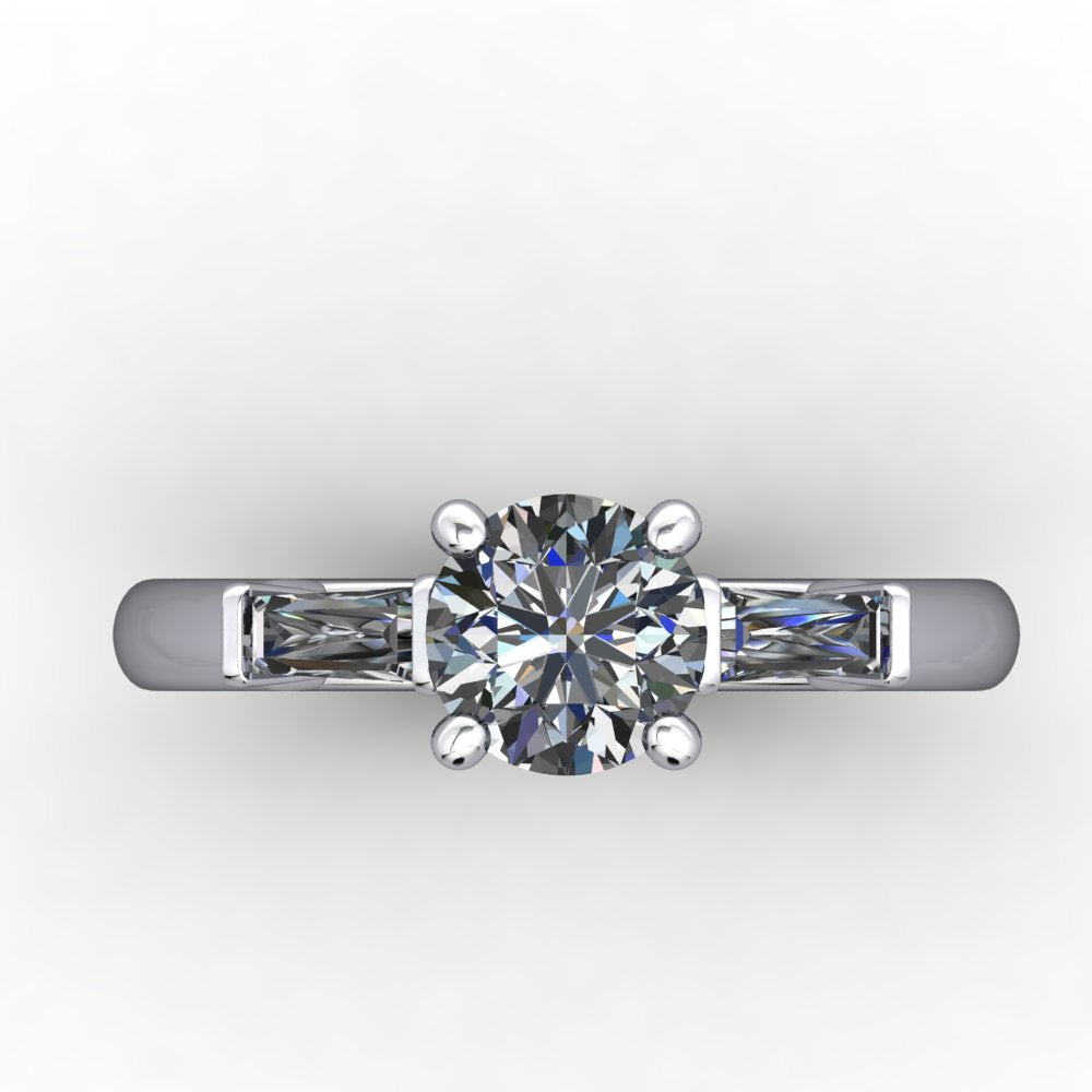 Sage Three-Stone Tapered Baguette Engagement Ring (Setting Only)