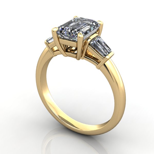 Linden Three-Stone Baguette Engagement Ring (Setting Only)