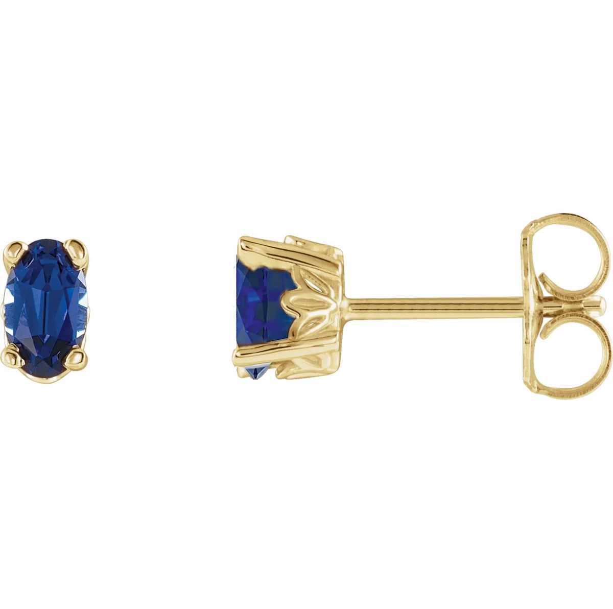 lab grown blue sapphire earring yellow gold