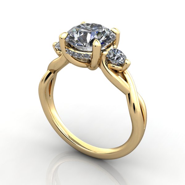 14K Yellow Gold Princess Three-Stone Engagement Ring | Georgetown Jewelers  | Wood Dale, IL