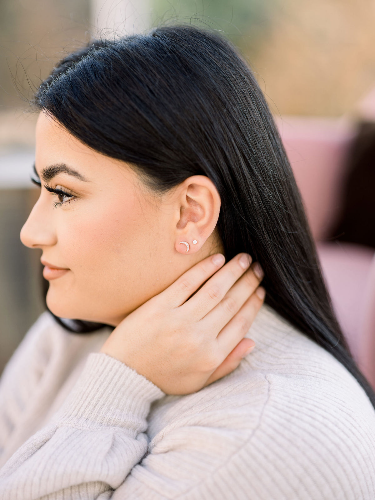 Lab-Grown Diamond Crescent Moon Earrings