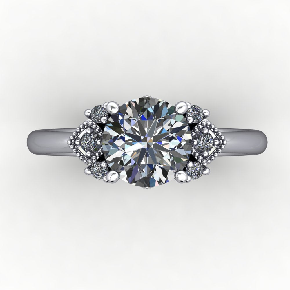 Lennox Art Deco Solitaire Engagement Ring (setting only)