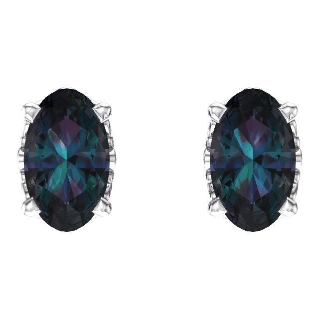 lab grown alexandrite oval earring