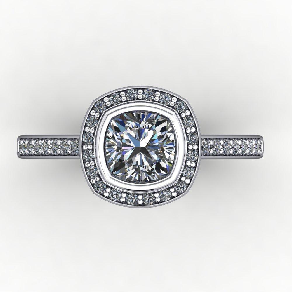 Daria Bezel-Set Halo Engagement Ring (setting only)