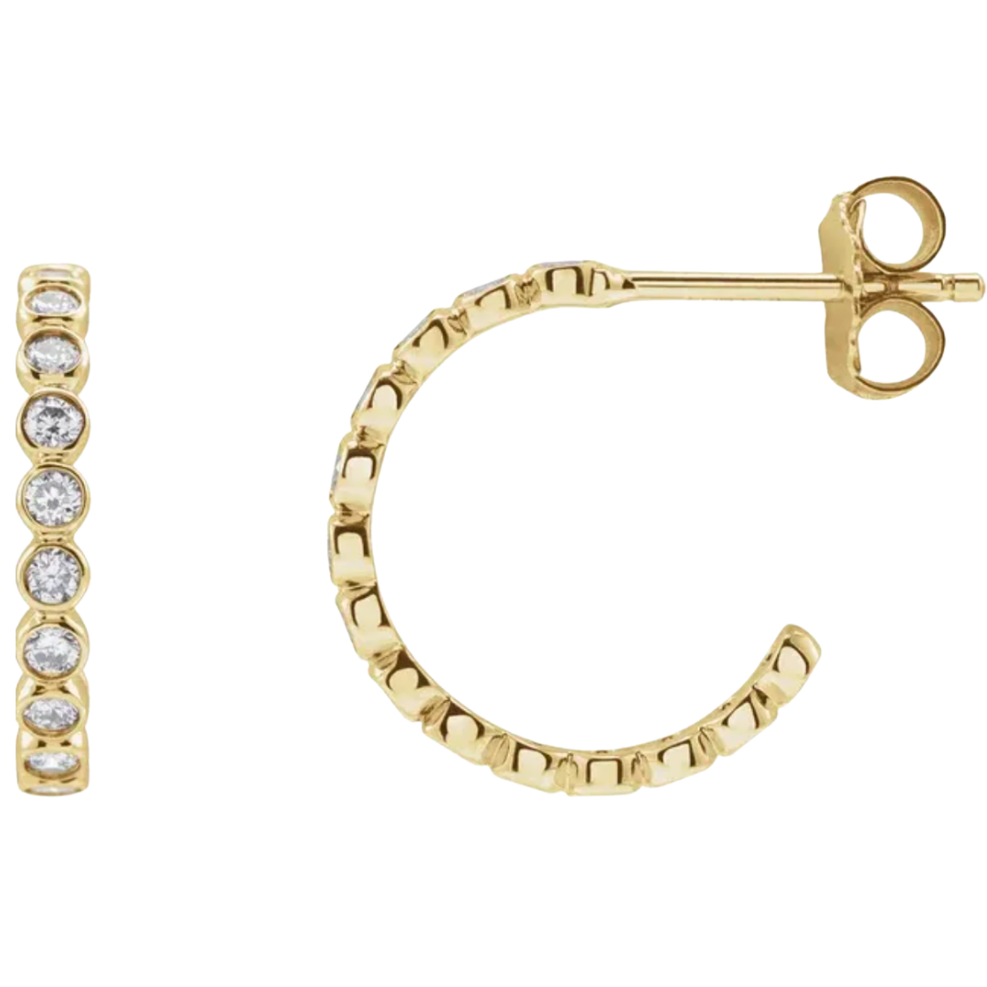 bezel set lab grown diamond hoop earrings