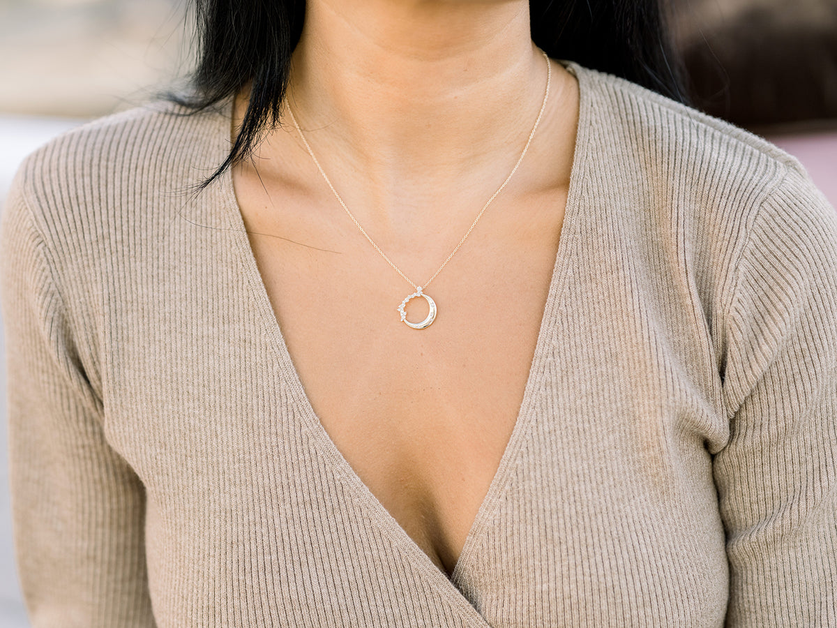 Lab-Grown Diamond Crescent Moon Necklace