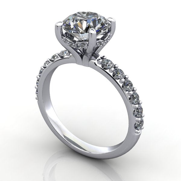 Hidden halo engagement ring white gold