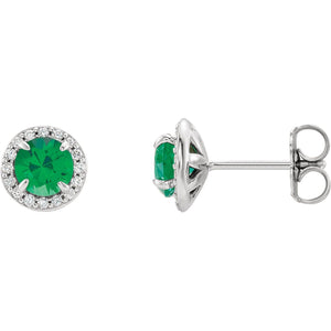 Lab-grown Gemstone Halo Earrings - Soha Diamond Co.™