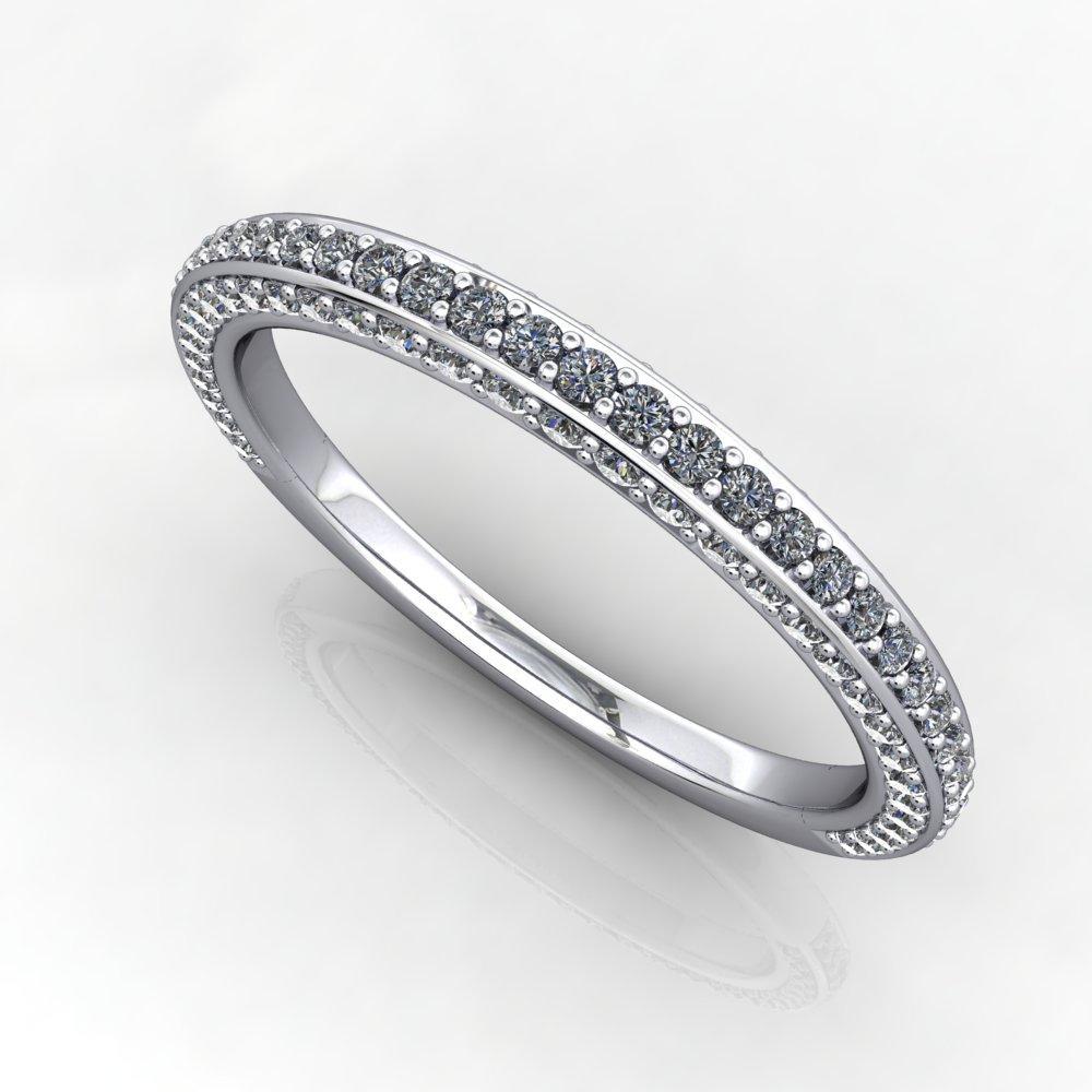 flooded pave diamond wedding band white gold