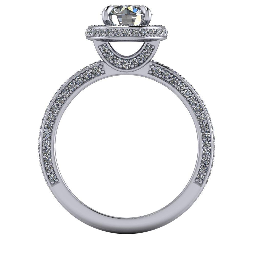 Oval Three Stone Pavé Diamond Engagement Ring