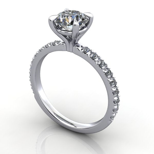 french set solitaire with claw prongs white gold