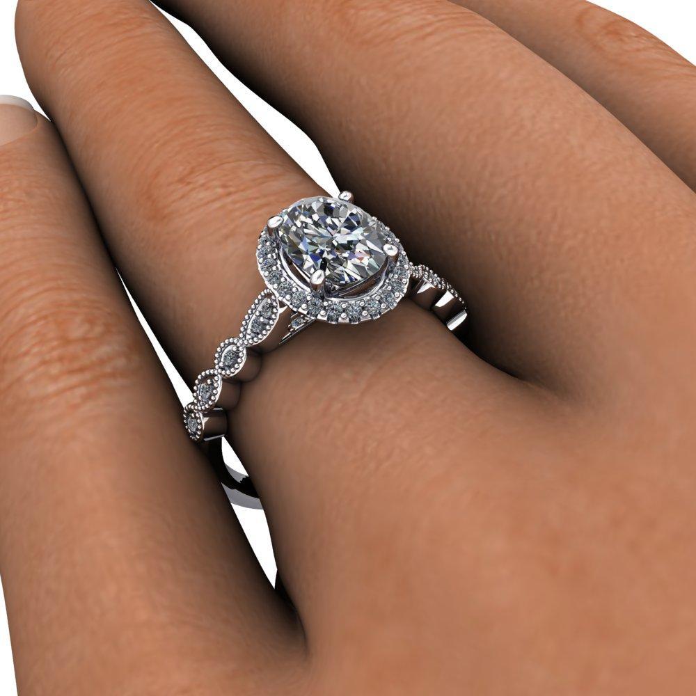 Oval Diamond Halo Engagement ring 