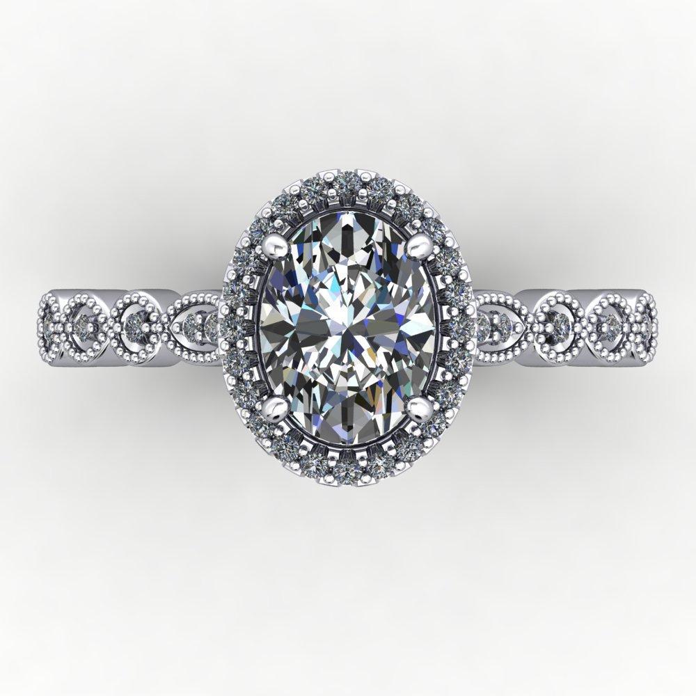 vintage inspired halo ring with milgrain and scalloped details soha diamond co.