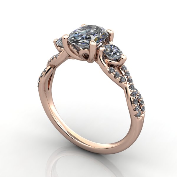 Raine Three-Stone Infinity Inspired Engagement Ring (Setting Only)