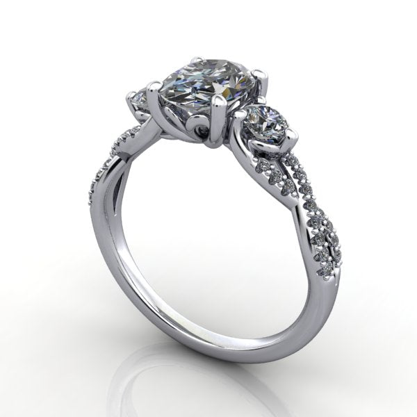 Raine Three-Stone Infinity Inspired Engagement Ring (Setting Only)