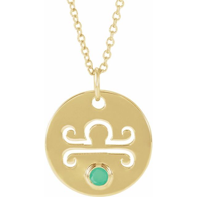 Zodiac Gemstone Disc Necklace