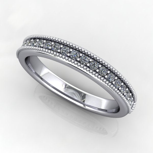 Milgrain Beaded Diamond Wedding Band