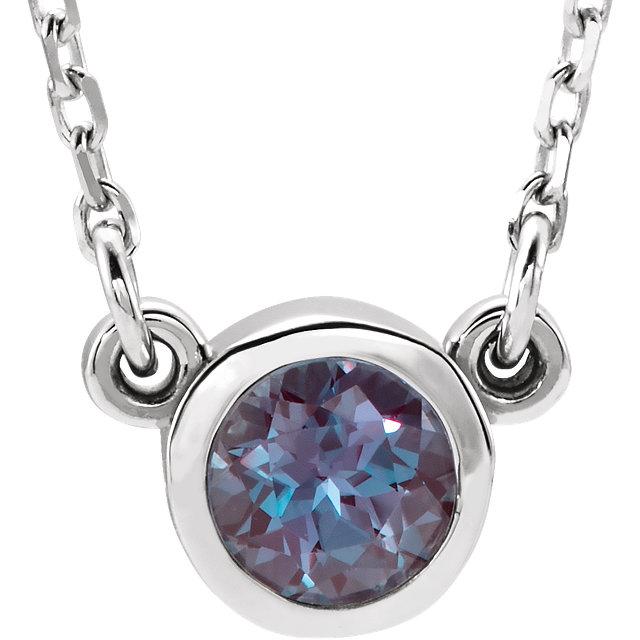 Necklace - Bezel-Set Gemstone 16&quot; Necklace