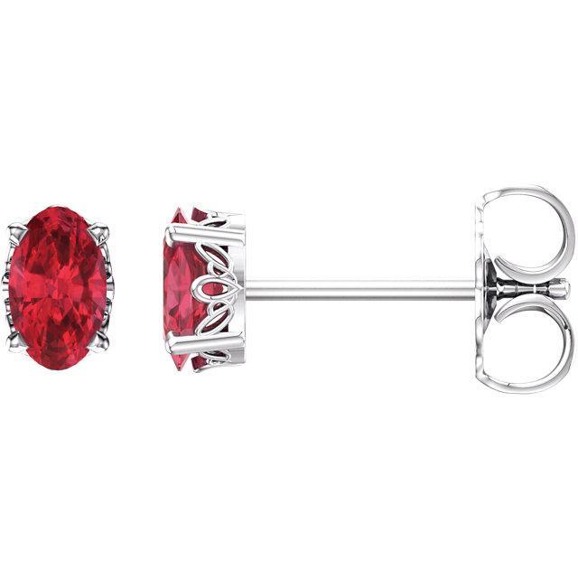 lab-grown ruby oval earring