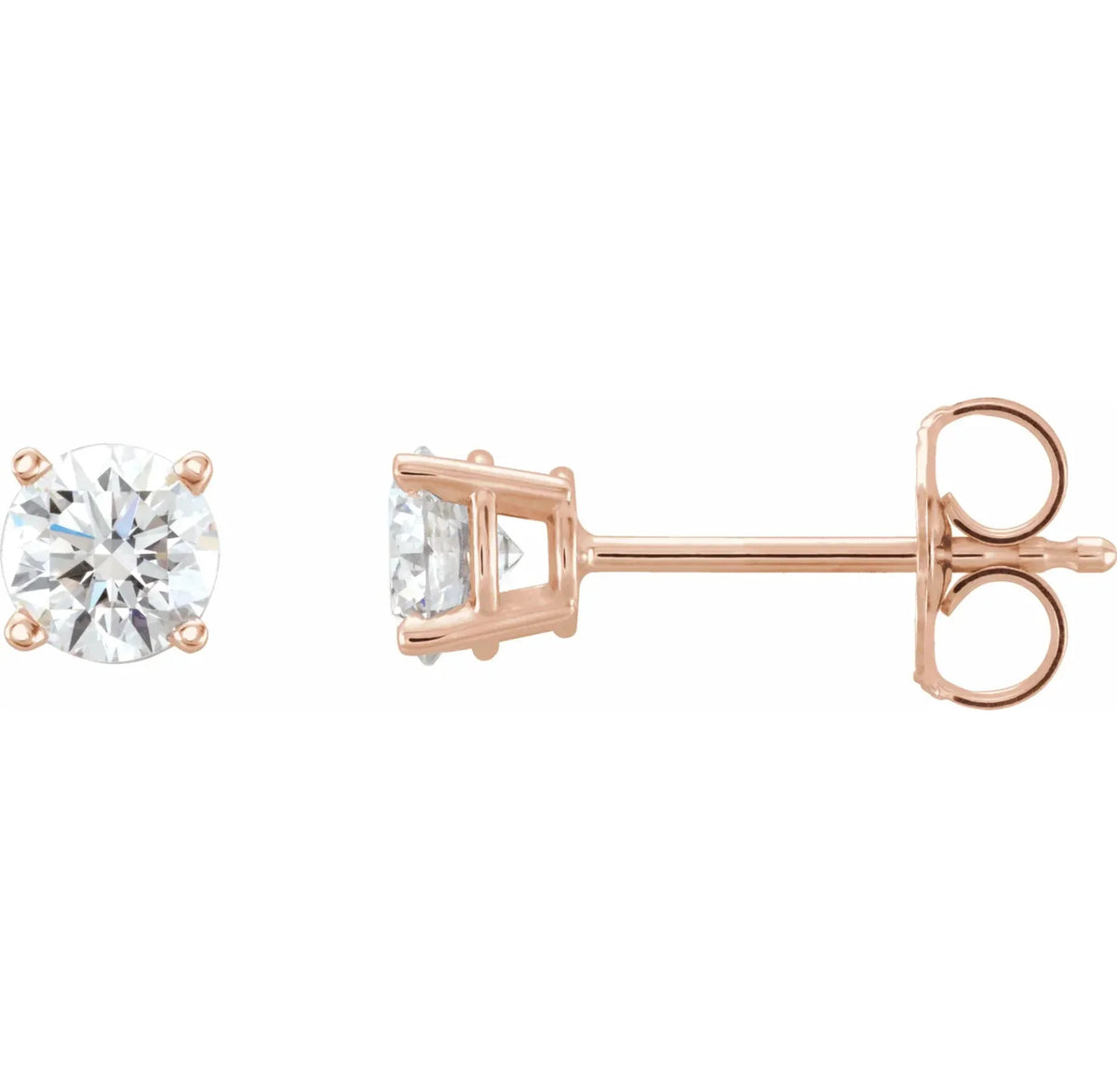 14k rose gold studs with lab-grown diamonds