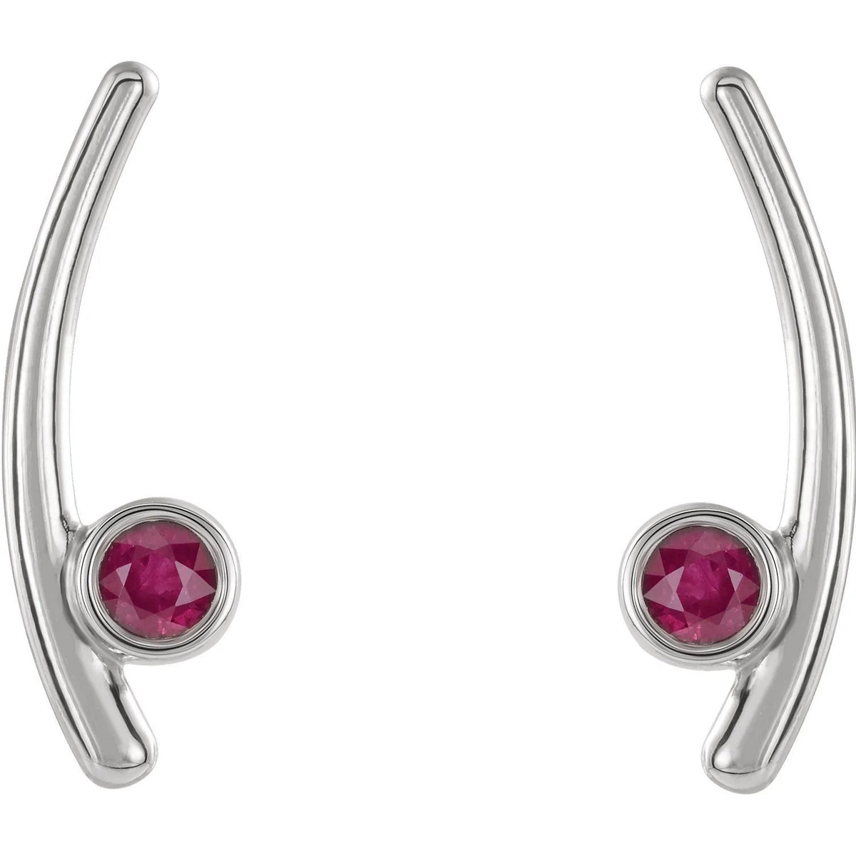 lab-grown ruby ear climbers