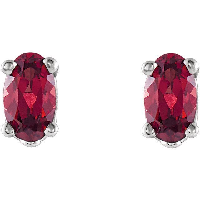 lab grown ruby oval earring