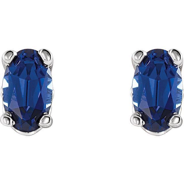 lab grown blue sapphire earring