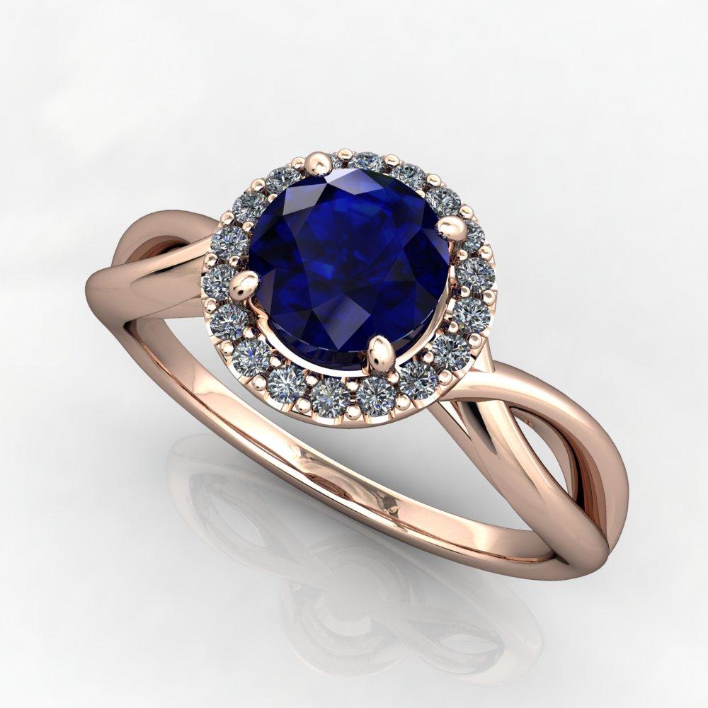 Split-shank gemstone halo engagement ring promise ring