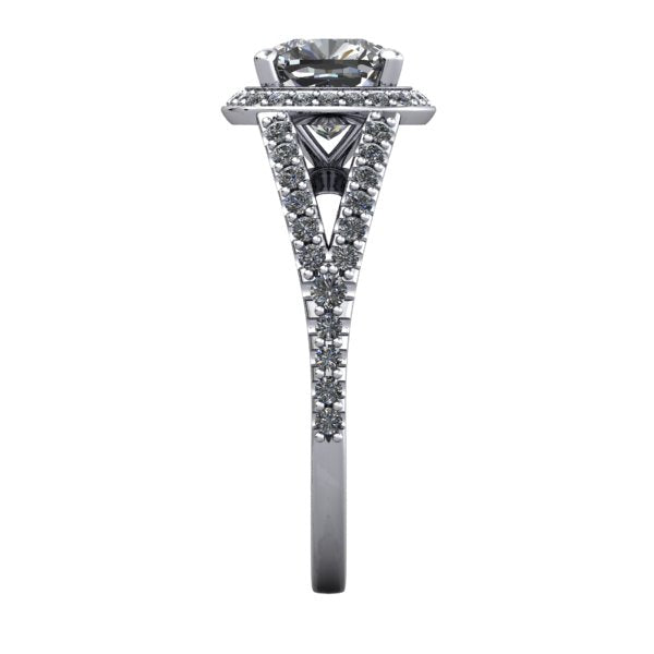 Split shank halo engagement ring white gold