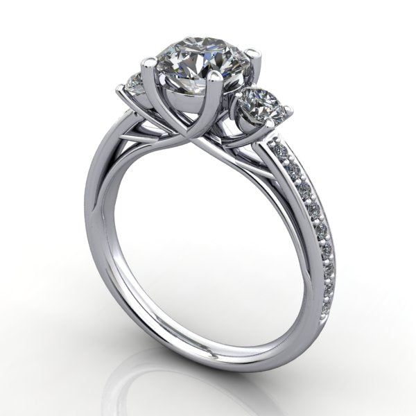 Three-Stone engagement ring white metal