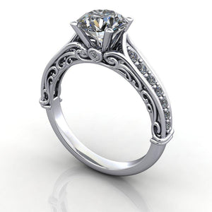 Lourdes Solitaire Vintage Engagement Ring (setting only) - Soha Diamond Co.™