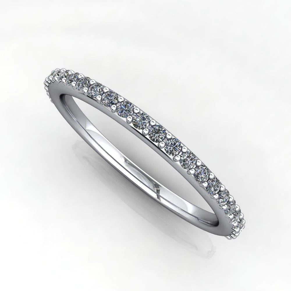 lab grown diamond wedding band in white gold