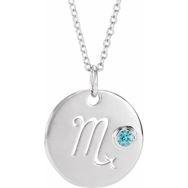 Zodiac Gemstone Disc Necklace