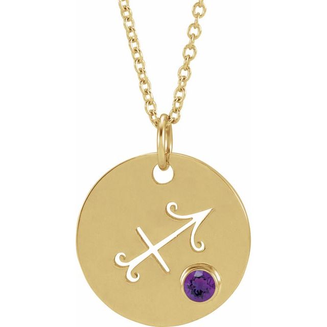 Zodiac Gemstone Disc Necklace