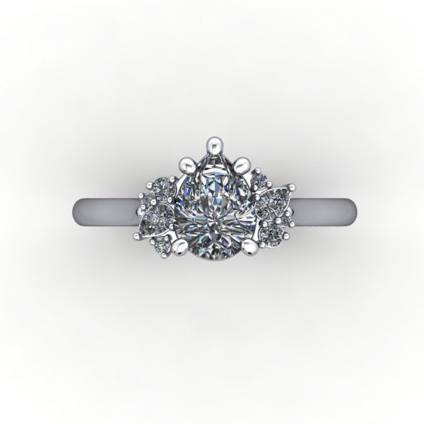 Zoe Asymmetric Cluster Solitaire Engagement Ring (setting only)