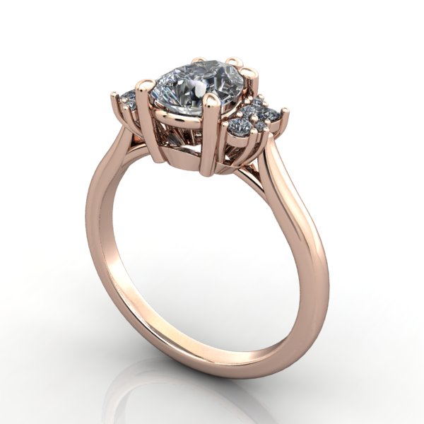 Zoe Asymmetric Cluster Solitaire Engagement Ring (setting only)