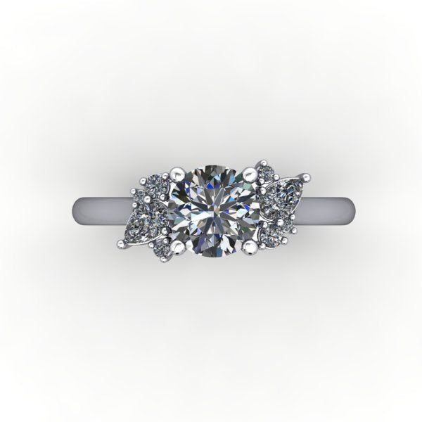 Zoe Asymmetric Cluster Solitaire Engagement Ring (setting only)